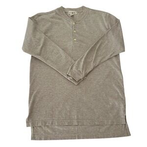 J. Crew Light Brown Crew Neck 3 button placket Long Sleeve Henley Top Shirt XS